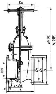 Z44T/W/H ƽʽ˫բֶբPN10PN16νṹߴͼ