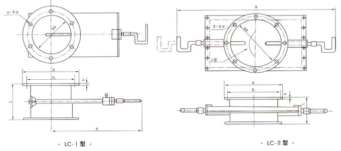 LC-(II)调节插板阀外形结构尺寸图