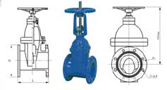 Z45X-10、Z45X-16型弹性座封手动闸阀外形结构尺寸图