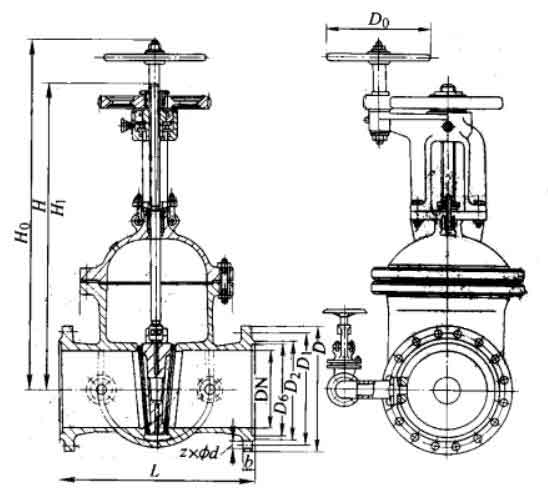 Z441HZ441YPN25PN100ֱԲִШʽբνṹߴͼ