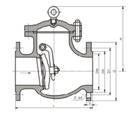 H44Y、H44H型旋启式法兰铸钢止回阀外形结构尺寸图